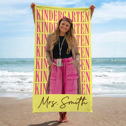Personalized Teacher Beach Towel Custom Photo Grade