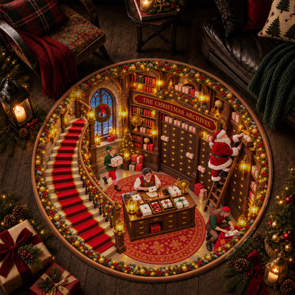 Santa Workshop Round Rug Christmas Archives Holiday Doormat