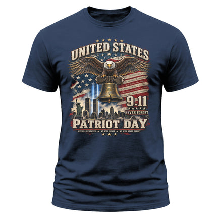 9/11 Patriot Day Never Forget American Eagle Liberty Bell Memorial T-Shirt