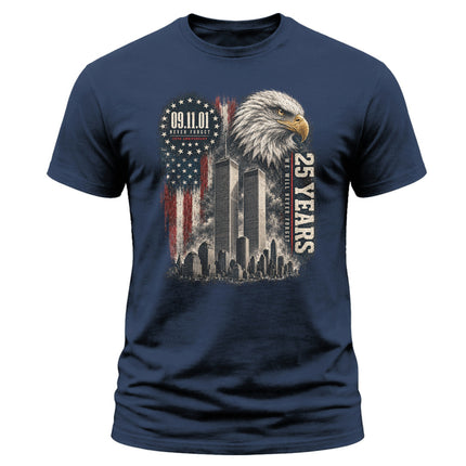 25th Anniversary Patriot Day 911 Never Forget Eagle Memorial T-Shirt