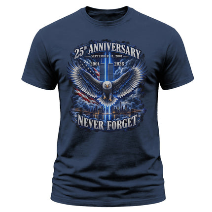 25th Anniversary Patriot Day 911 Eagle Twin Towers Never Forget T-Shirt