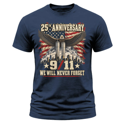9/11 25th Anniversary We Will Never Forget Patriot Day Memorial T-Shirt