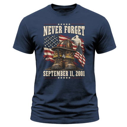 25th Anniversary Patriot Day 911 Never Forget Firefighter Memorial T-Shirt