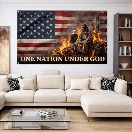 SP-01 Jesus Christ One Nation Under God Christian American Flag