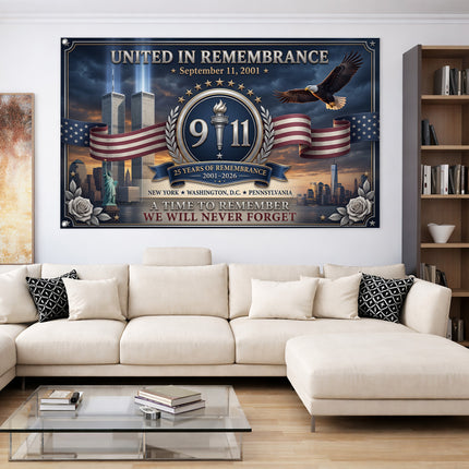 Patriot Day 25th Anniversary United in Remembrance Memorial Grommet Flag
