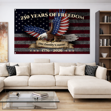 Personalized 250 Years of Freedom Patriotic Eagle Flag HOF7