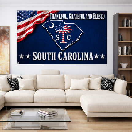 South Carolina Grommet Flag Thankful Grateful Blessed Palmetto