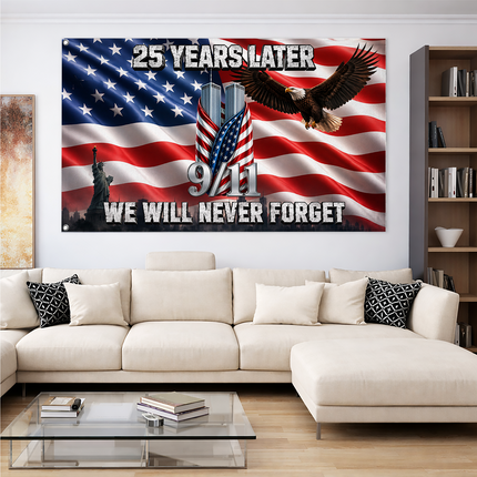 Patriot Day 25th Anniversary 25 Years Later Eagle Memorial Grommet Flag