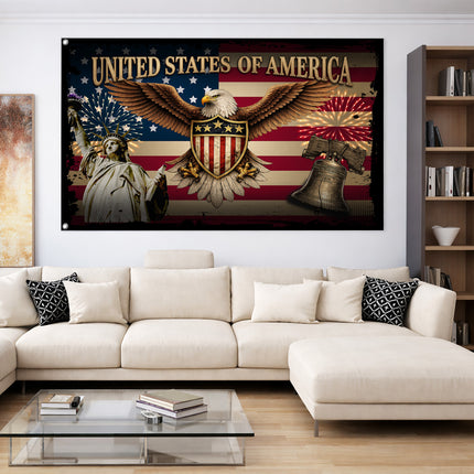 SP-01 American Heritage Flag Bald Eagle Liberty Military Appreciation