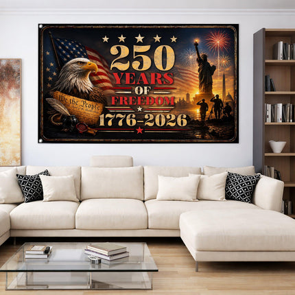 250 Years of Freedom Constitution Eagle Liberty America 250 House Flag