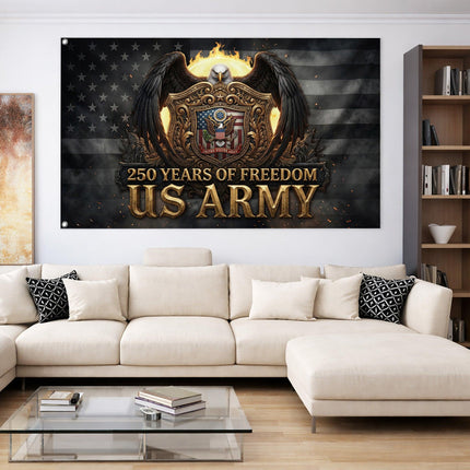 US Army Eagle Golden Shield 250 Years of Freedom House Flag
