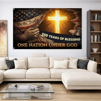 One Nation Under God Christian House Flag America 250 HOF15 - Charming Present