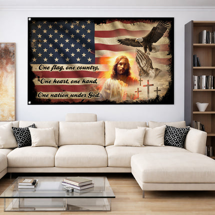 SP-01 One Nation Under God Christian Faith Grommet Flag