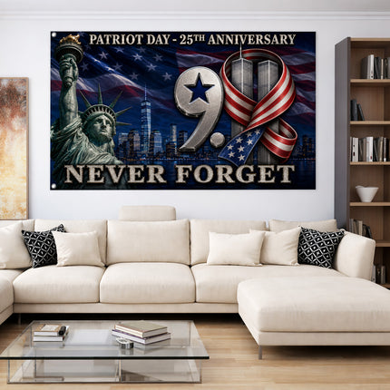 Patriot Day Never Forget Statue of Liberty Twin Towers Grommet Flag