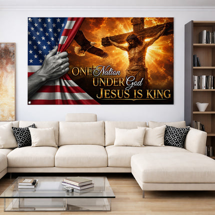 SP-01 Honor Christian Faith Jesus Is King God and Country Flag Easter Christmas