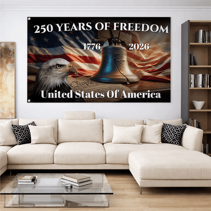 United States of America 250 Years of Freedom Eagle Liberty Bell House Flag