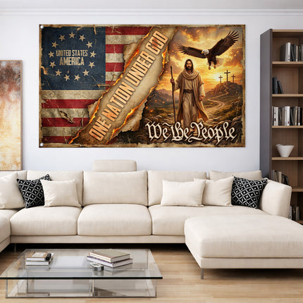 SP-01 One Nation Under God Christian Patriotic Grommet Flag