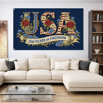 USA Floral 250 Years of Freedom America 250 House Flag