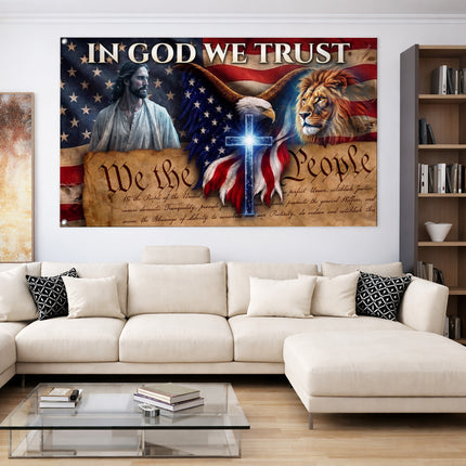SP-01 In God We Trust We The People Christian Freedom Flag