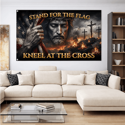 Trust In God Stand For The Flag Jesus Grommet Flag