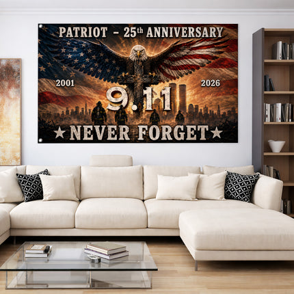 25th Anniversary Patriot Day Eagle Cross Firefighter 9 11 Grommet Flag