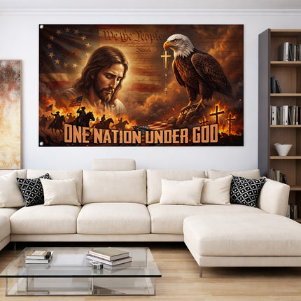SP-01 Nation Under God Christian Patriotic Grommet Flag