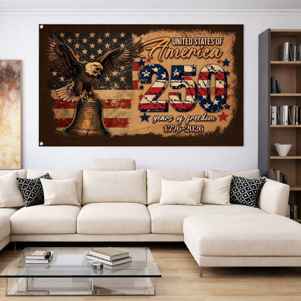 United States of America 250 Years of Freedom Eagle Liberty Bell House Flag