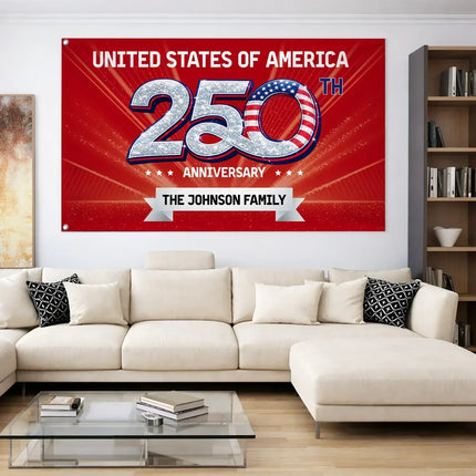 Personalized United States 250th Anniversary House Flag
