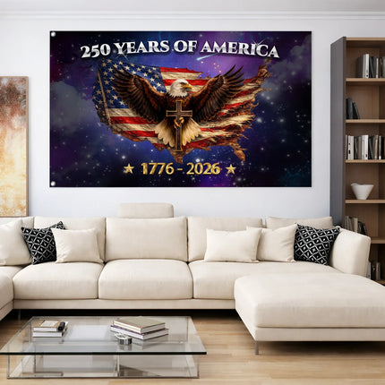 250 Years of America Eagle Cross Patriotic House Flag