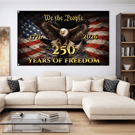 We The People Eagle Torn Flag 250 Years of Freedom House Flag