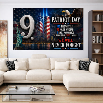 Patriot Day 25th Anniversary 9.11 Heroes Never Forget Grommet Flag