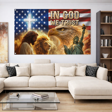 SP-01 In God We Trust Patriotic Christian Flag Fourth of July