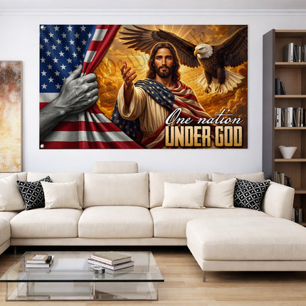 SP-01 One Nation Under God Christian Heritage Patriotic Flag