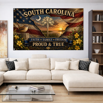 South Carolina Grommet Flag Faith Family Freedom Palmetto