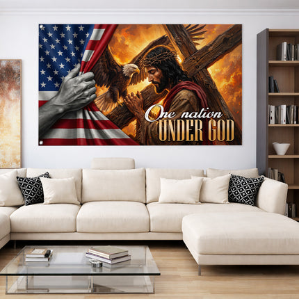 SP-01 Jesus Christ One Nation Under God Christian Veterans Day Flag