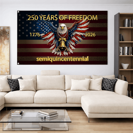 Semiquincentennial Eagle Golden Bell America 250 House Flag