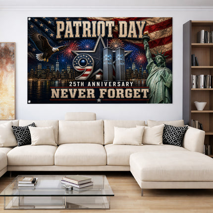 Patriot Day 25th Anniversary Never Forget Grommet Flag