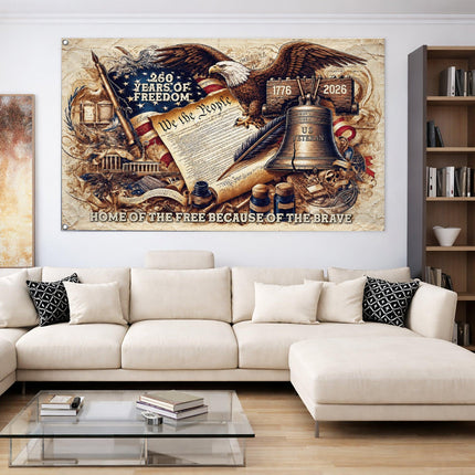 US Veteran Liberty Bell Constitution America 250 House Flag