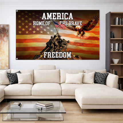SP-01 Lighthouse Patriotic Decor Home of the Brave Eagle Memorial Day