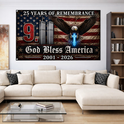 SP-01 God Bless America 9/11 Memorial Flag 2001–2026 Anniversary Tribute