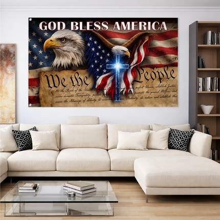 SP-01 We the People Faith and Liberty American Grommet Flag