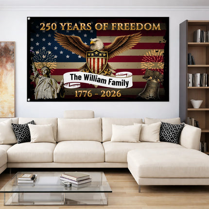 Personalized 250 Years of Freedom Patriotic House Flag