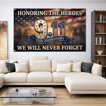 Patriot Day 25th Anniversary Honoring Heroes 9.11 Memorial Grommet Flag