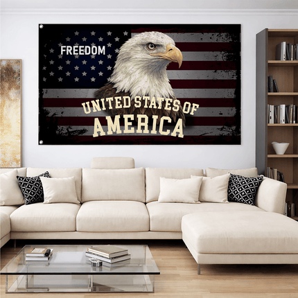 Vintage Freedom Bald Eagle American House Flag