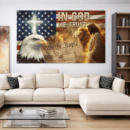 SP-01 Jesus Christ Patriotic Flag In God We Trust Constitution Day