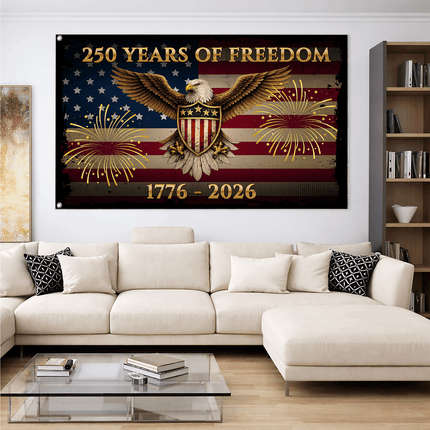 250 Years of Freedom Eagle Shield Fireworks America 250 House Flag