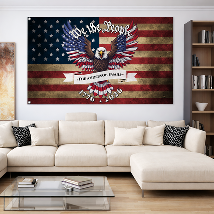 Personalized We The People Patriotic Eagle Flag HOF2