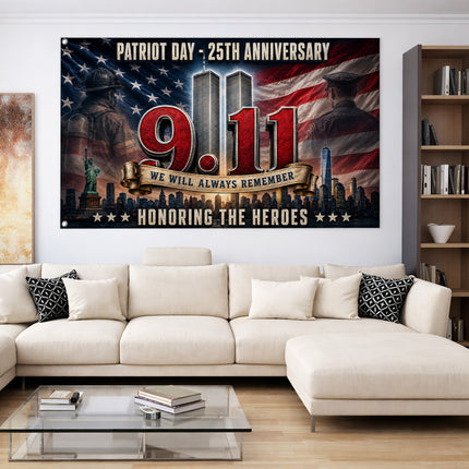 Patriot Day 25th Anniversary 9.11 Honoring The Heroes Grommet Flag