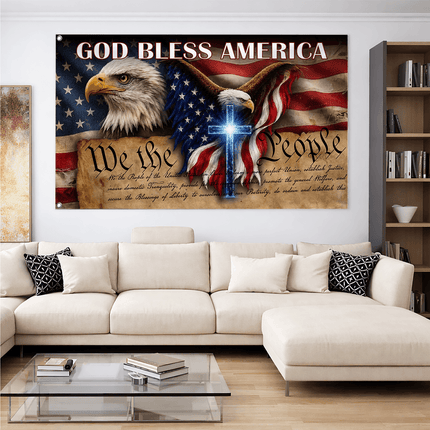 God Bless America We The People Grommet Flag