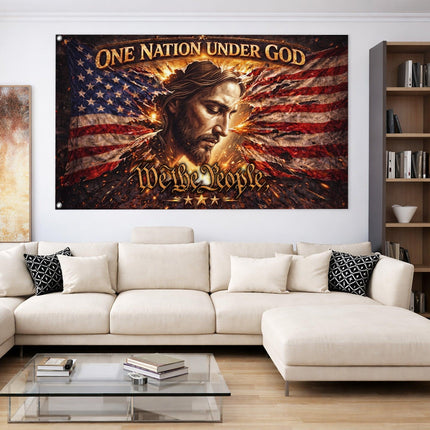 One Nation Under God We The People Grommet Flag